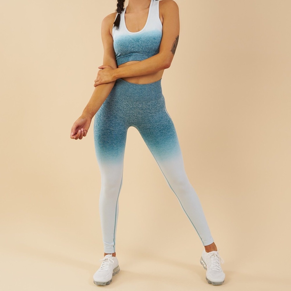 Gymshark Ombré Seamless Leggings deep teal/ice blu